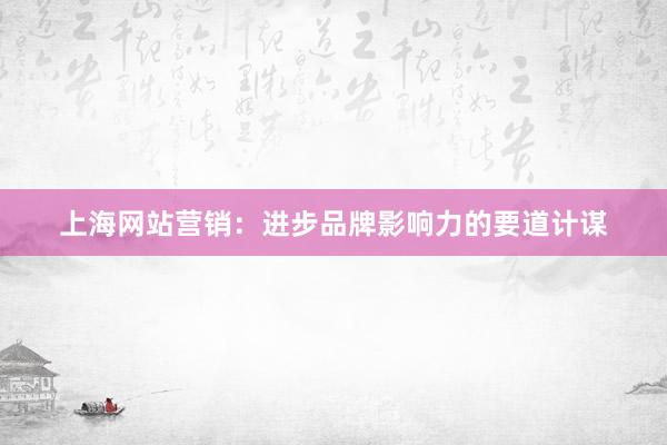 上海网站营销：进步品牌影响力的要道计谋